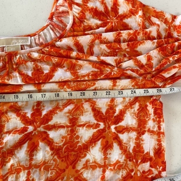 Michael Michael Kors Boxy Loose Fit Top Geo Abstract Colorful Print 3/4 Sleeve - Picture 12 of 16